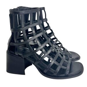 Vic Matie Vero Cuoio Cage Effect Open Toe Leather Calfskin Ankle Boot Sandal